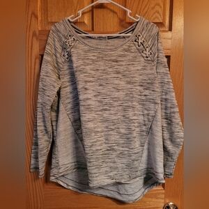 Maurices Gray Sweater with Lace-Up Detail